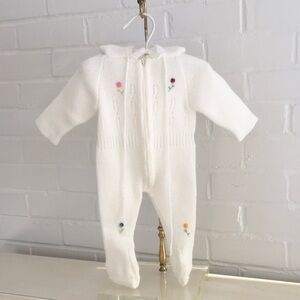 Saks Fifth Avenue Classic Vintage Sweater Footie Hooded Winter Outfit 3-9 Months